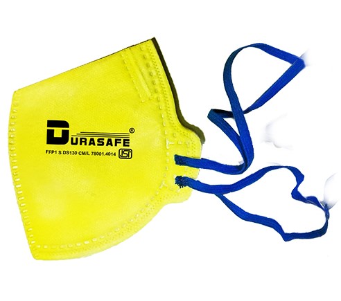 Durasafe DS 130 FFP1 Dust Mask ISI Certified | 3-Layer Protection Against Dust, Particles & Fine Aerosols | Reusable Comfortable Respirator Yellow/Grey | Safety Mask for Construction Welding Industrial Use UAE - Best Price Pack